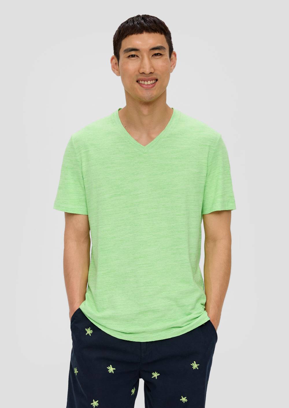 S.Oliver Meliertes T-Shirt Mit V-Ausschnitt