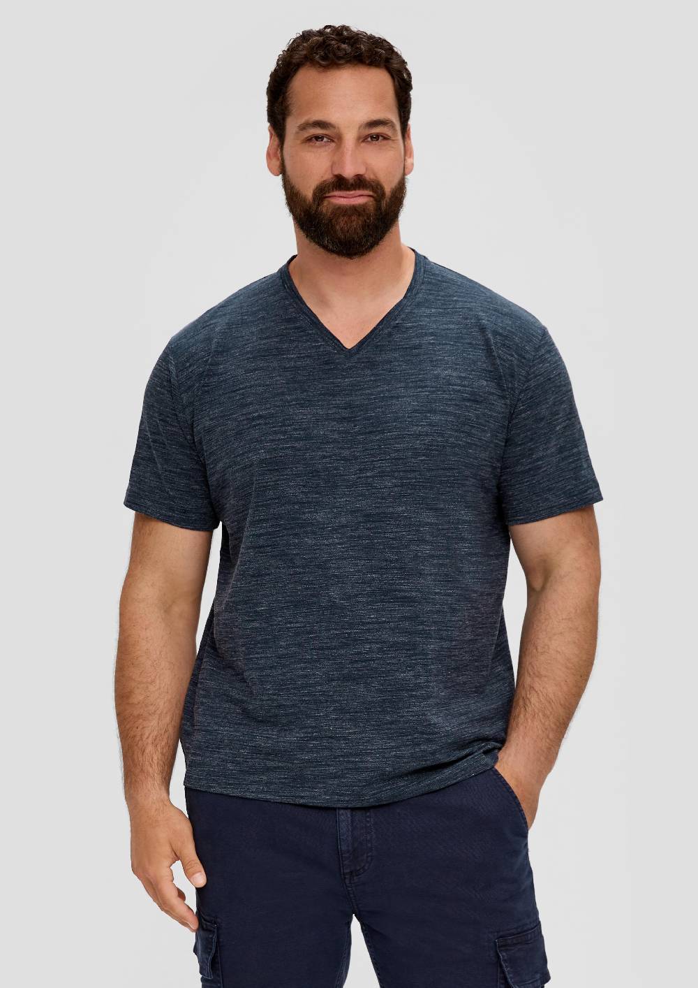 S.Oliver Meliertes T-Shirt Mit V-Ausschnitt
