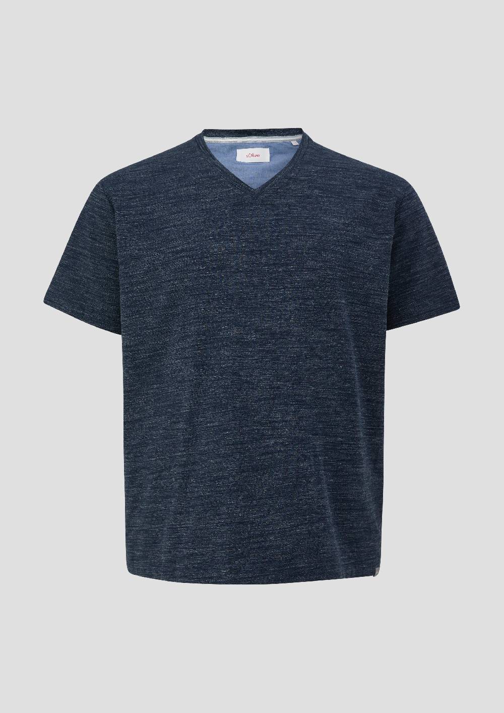 S.Oliver Meliertes T-Shirt Mit V-Ausschnitt