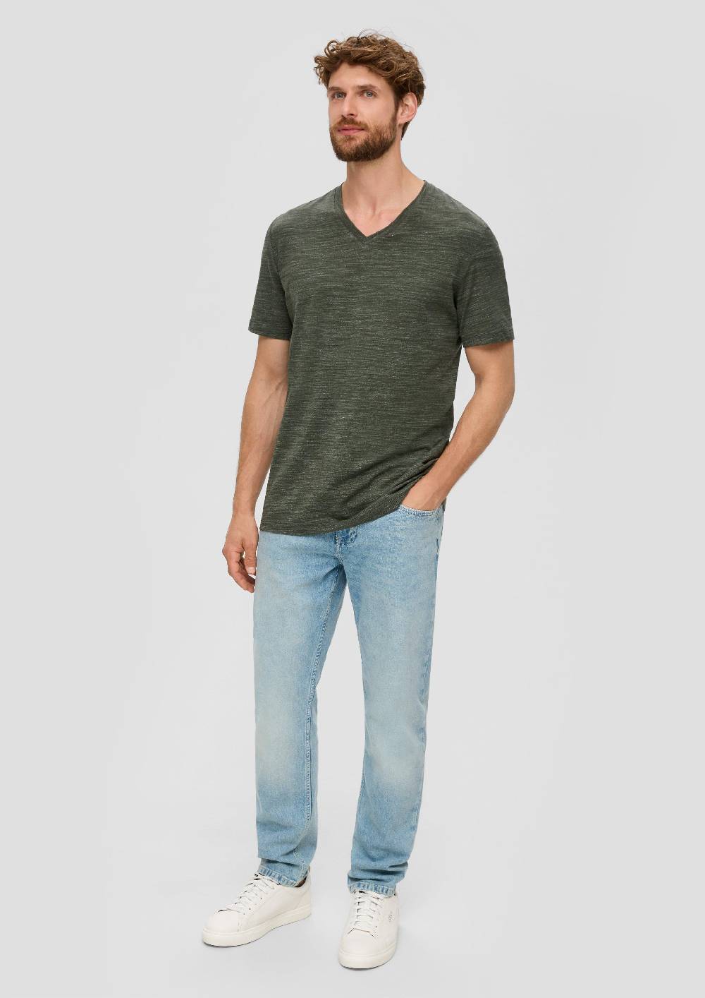 S.Oliver Meliertes T-Shirt Mit V-Ausschnitt