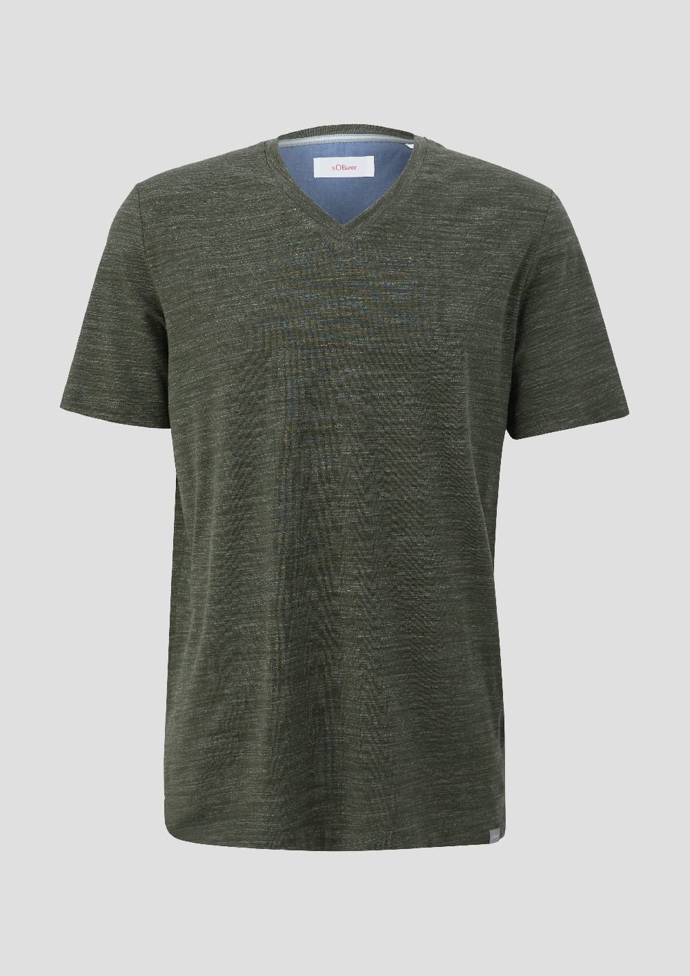 S.Oliver Meliertes T-Shirt Mit V-Ausschnitt