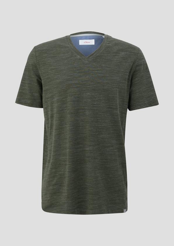 s.Oliver Meliertes T-Shirt mit V-Ausschnitt