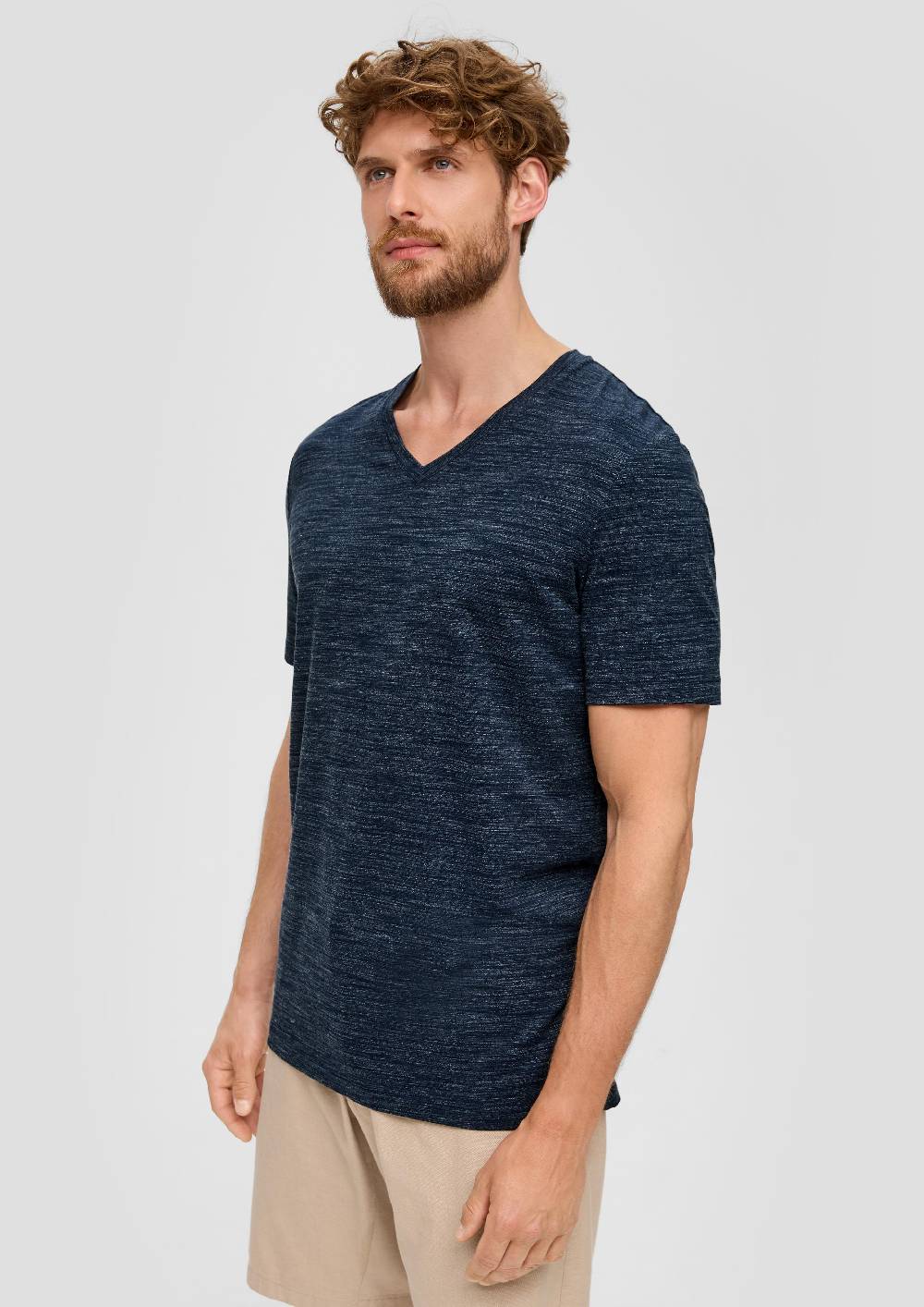 S.Oliver Meliertes T-Shirt Mit V-Ausschnitt