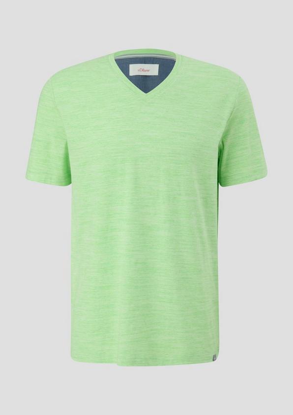 s.Oliver Meliertes T-Shirt mit V-Ausschnitt
