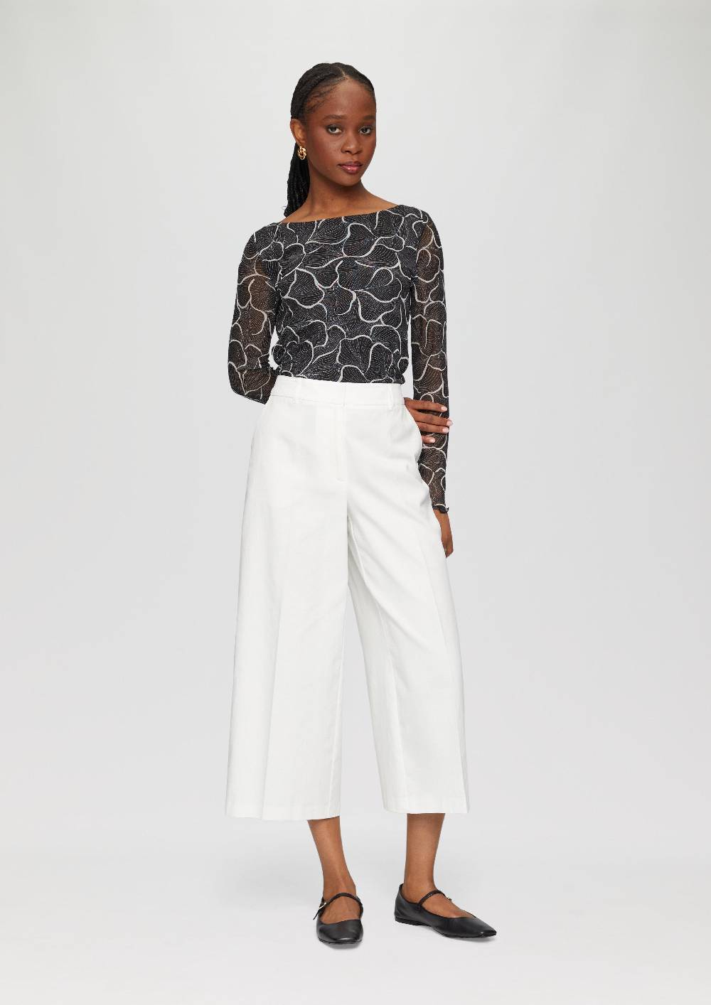 S.Oliver Mesh-Shirt Mit U-Boot-Ausschnitt