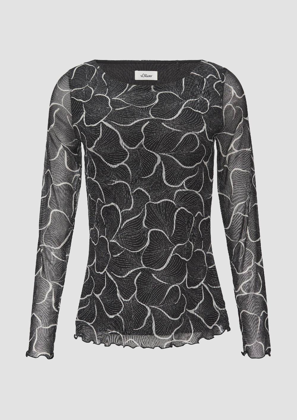 S.Oliver Mesh-Shirt Mit U-Boot-Ausschnitt