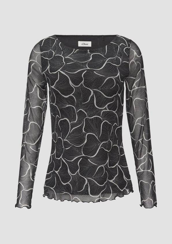 s.Oliver Mesh-Shirt mit U-Boot-Ausschnitt