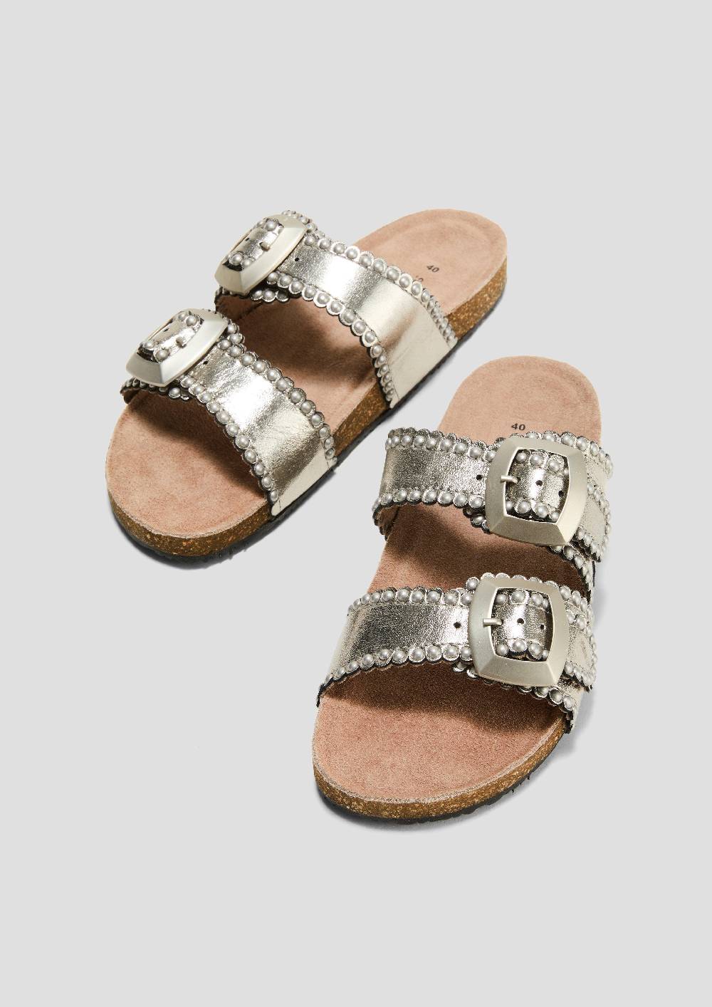 S.Oliver Pantoletten Aus Leder Mit Nieten