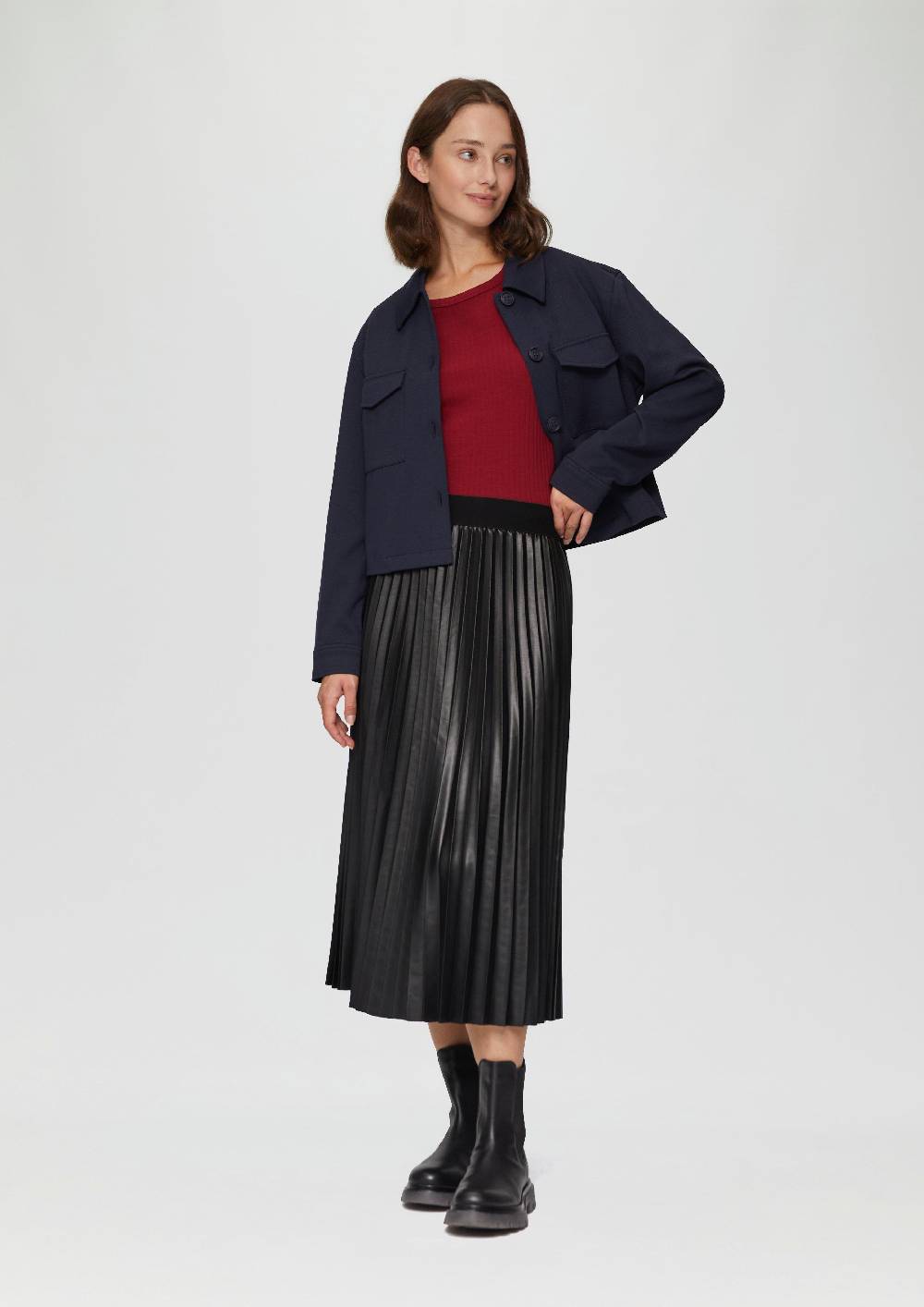 S.Oliver Plisseerock Aus Lederimitat