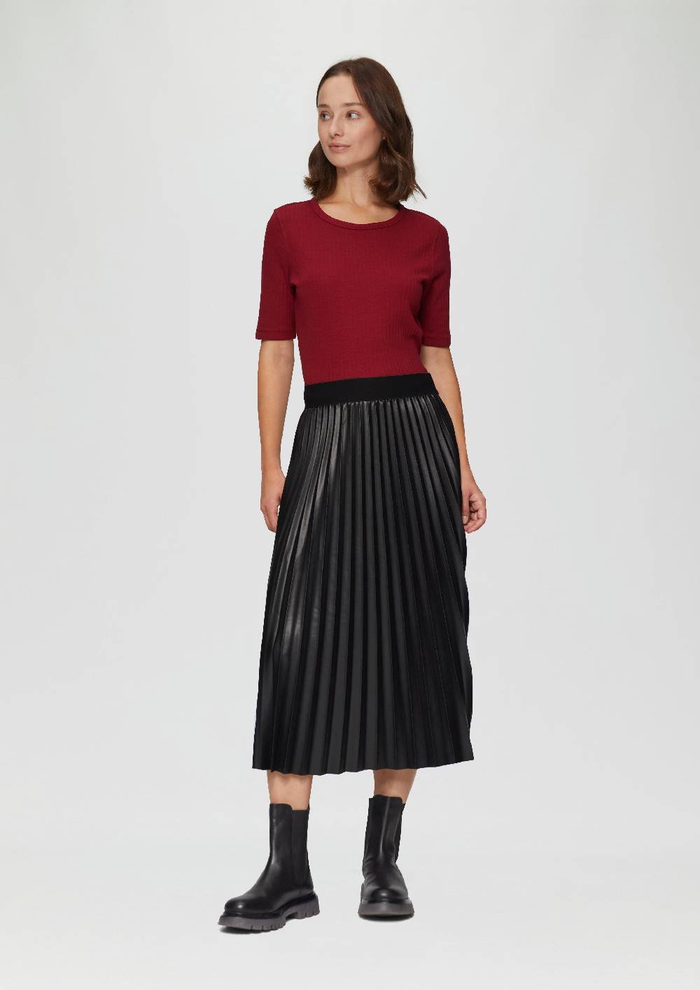 S.Oliver Plisseerock Aus Lederimitat