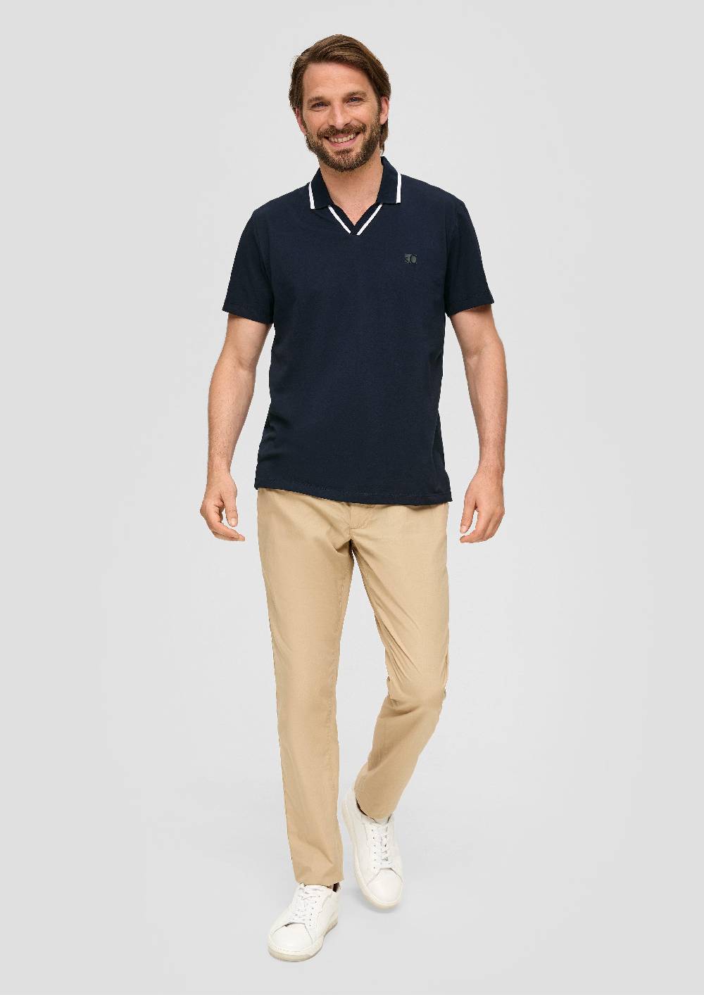 S.Oliver Poloshirt Aus Baumwollmix Mit Logo-Detail