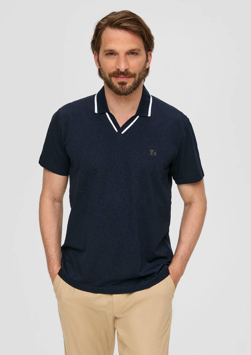 S.Oliver Poloshirt Aus Baumwollmix Mit Logo-Detail