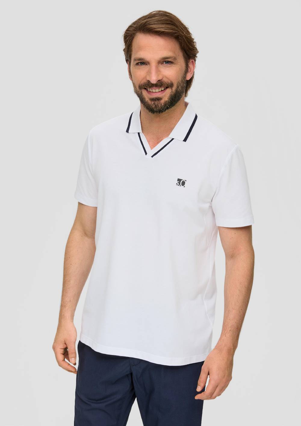 S.Oliver Poloshirt Aus Baumwollmix Mit Logo-Detail
