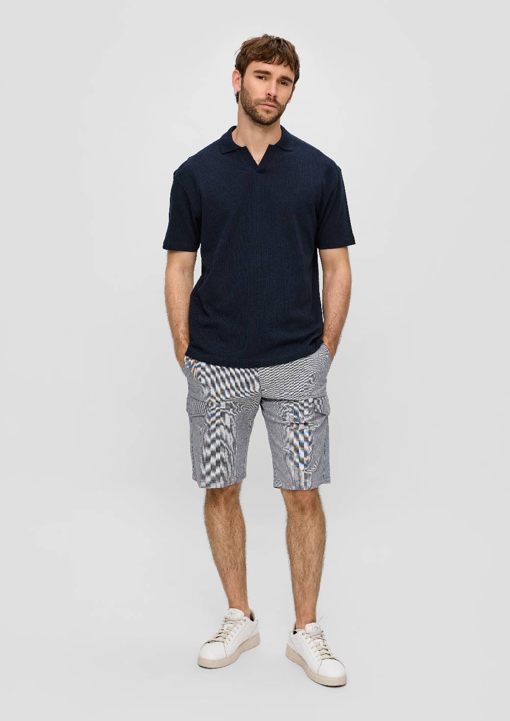 S.Oliver Poloshirt Aus Jacquard Mit Offenem Kragen