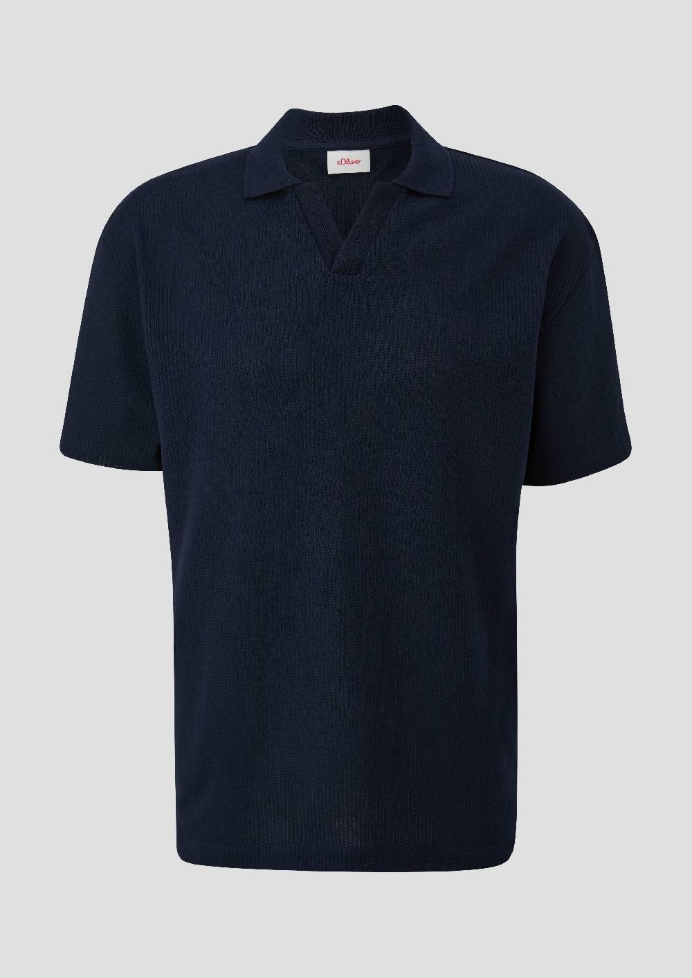 S.Oliver Poloshirt Aus Jacquard Mit Offenem Kragen