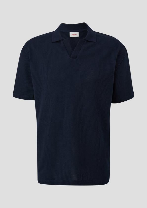 s.Oliver Poloshirt aus Jacquard mit offenem Kragen