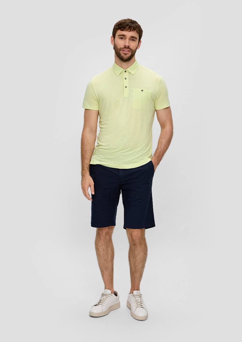 S.Oliver Poloshirt Aus Leinenmix Mit Brusttasche