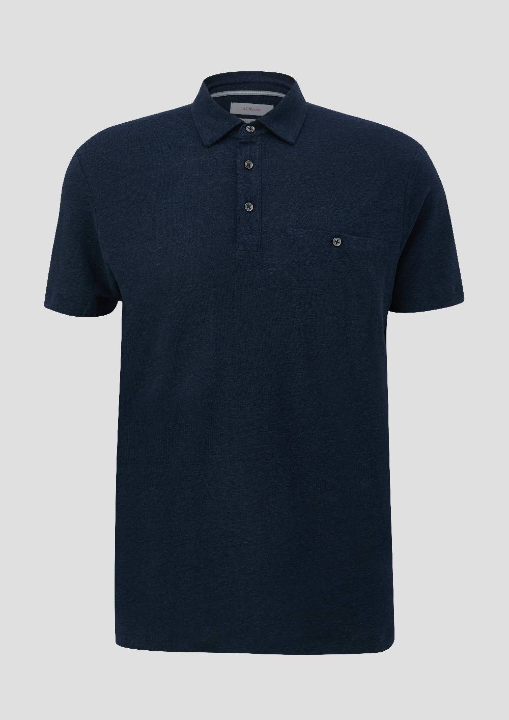 S.Oliver Poloshirt Aus Leinenmix Mit Brusttasche