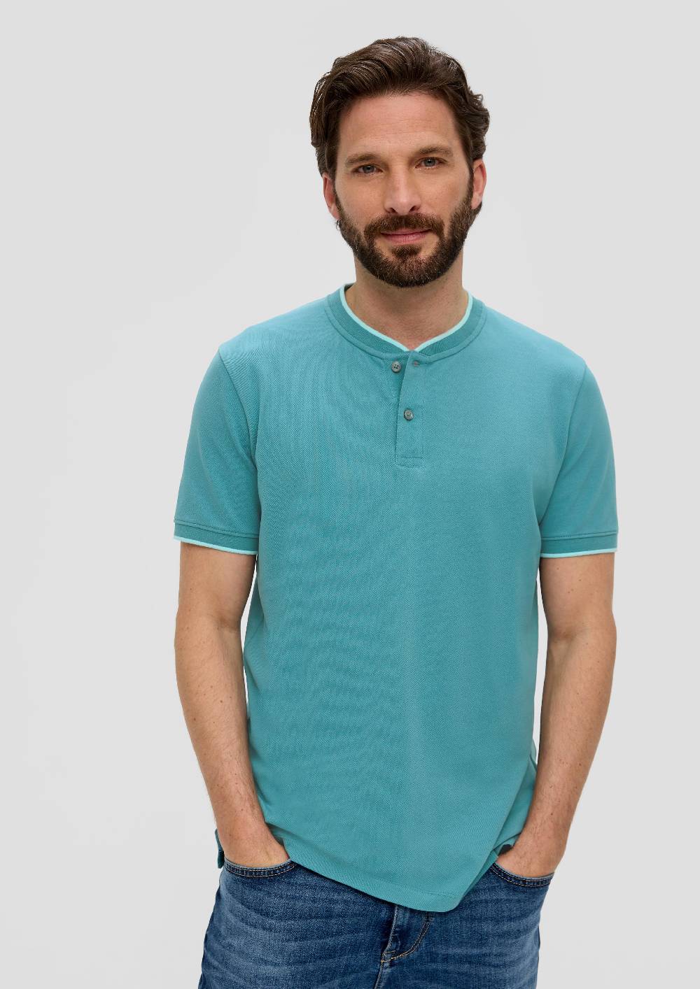 S.Oliver Poloshirt Mit Henleyausschnitt