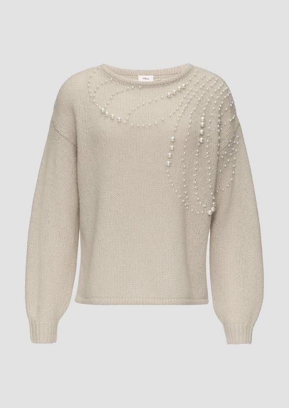 s.Oliver Pullover mit Perlen-Besatz