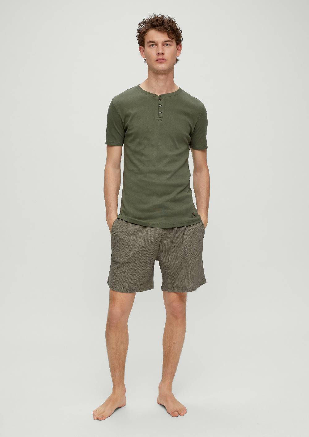 S.Oliver Pyjama-Shirt Mit Knopfleiste