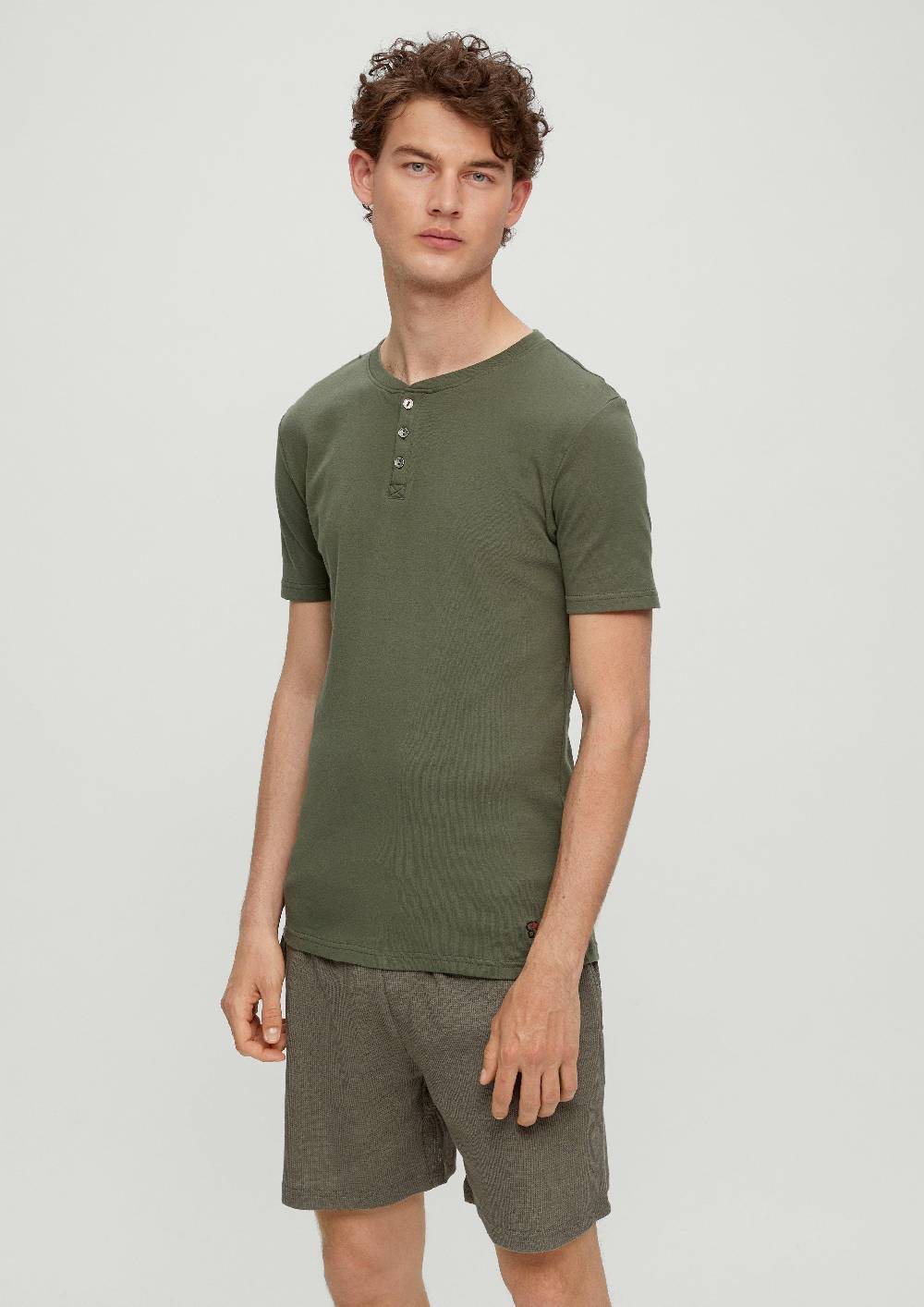 S.Oliver Pyjama-Shirt Mit Knopfleiste