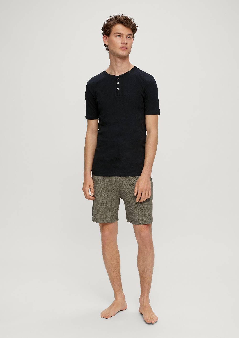 S.Oliver Pyjama-Shirt Mit Knopfleiste