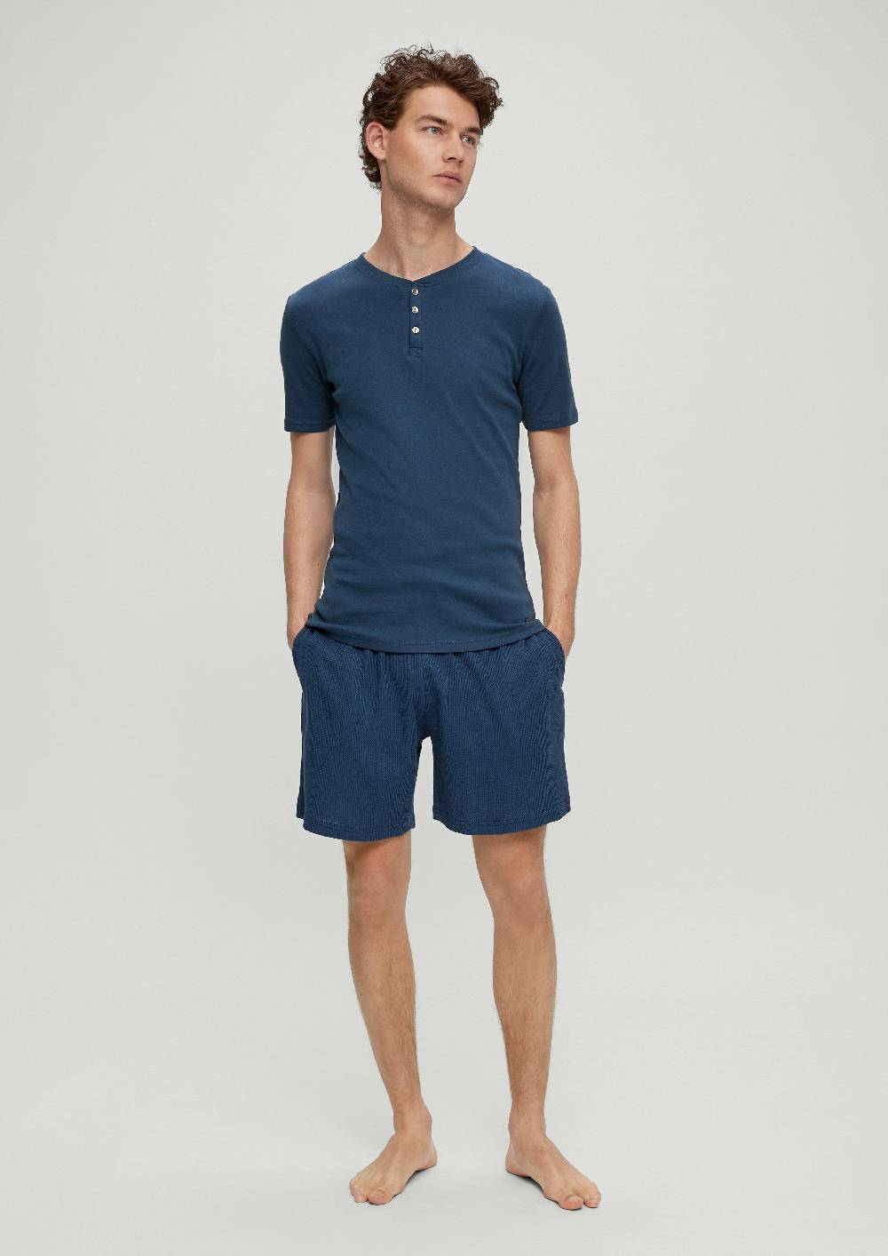 S.Oliver Pyjama-Shirt Mit Knopfleiste