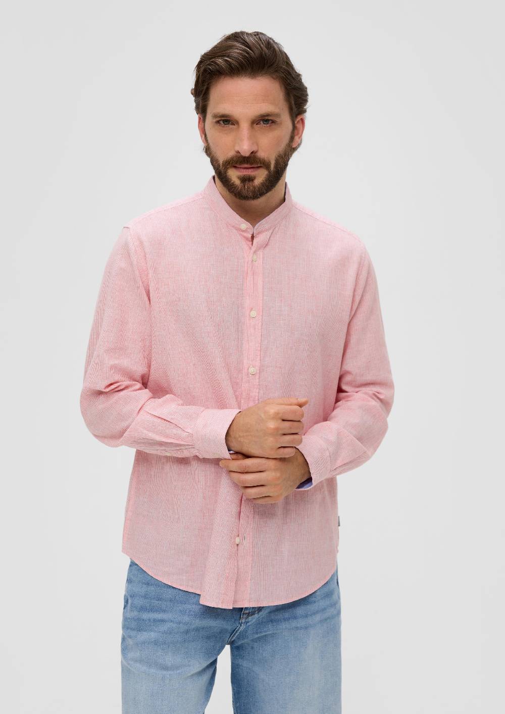 S.Oliver Regular: Hemd Aus Baumwoll-Leinen-Mix