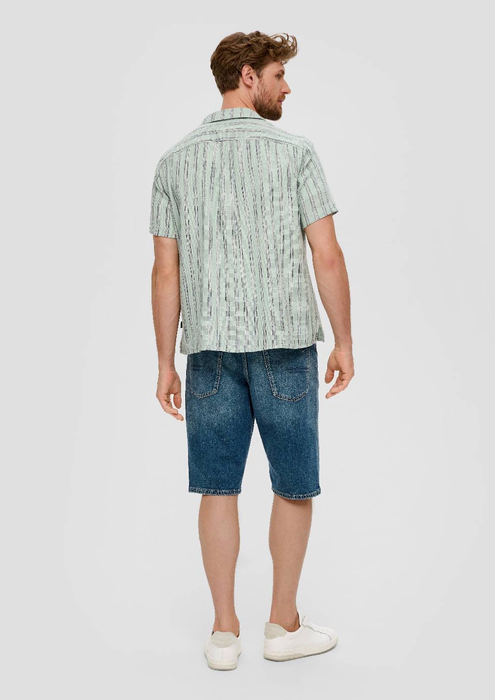 S.Oliver Resort Fit: Kurzarmhemd Aus Leinenmix