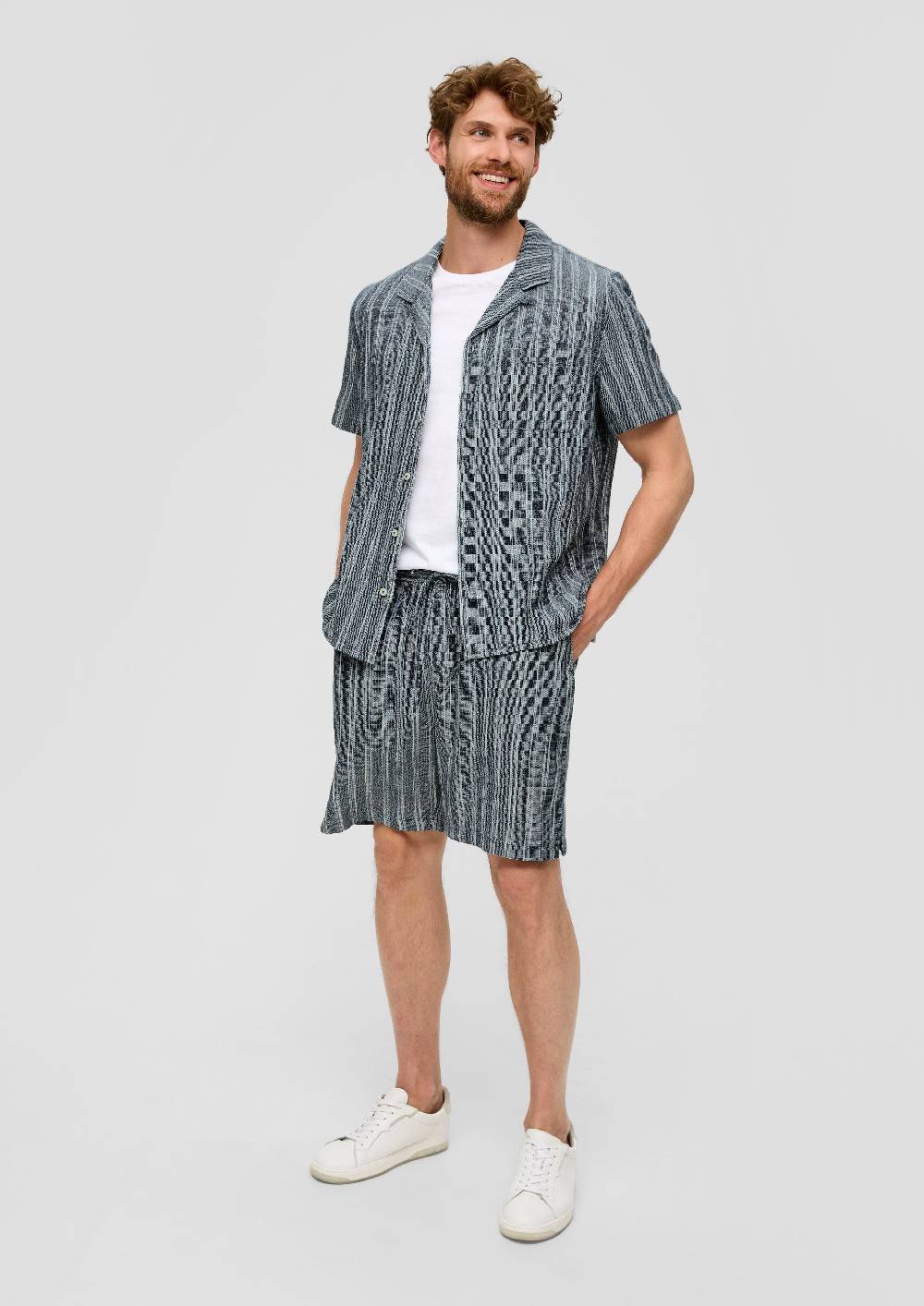 S.Oliver Resort Fit: Kurzarmhemd Aus Leinenmix