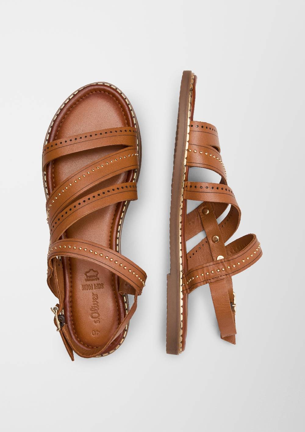 S.Oliver Riemchen-Sandalen Aus Echtleder