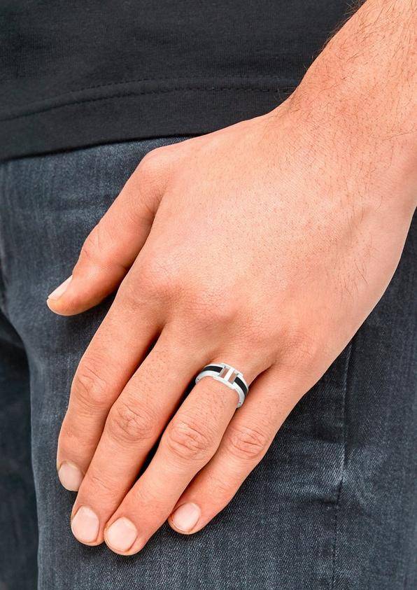 s.Oliver Ring IP Schwarz Edelstahl