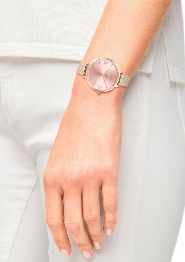 s.Oliver Roségoldene Armbanduhr mit Metallband