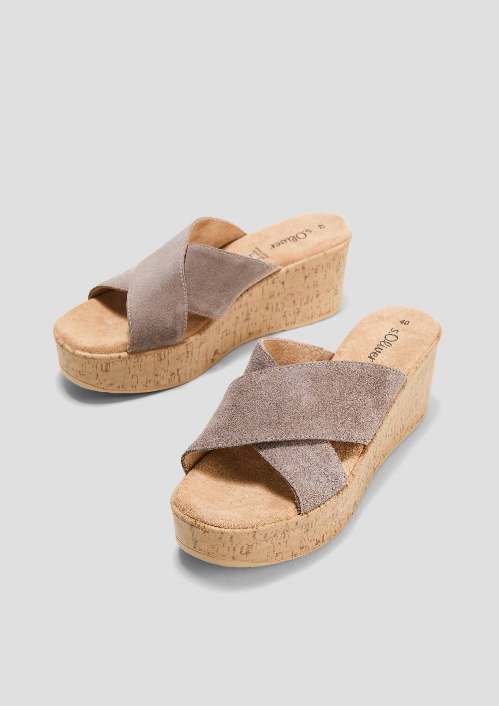 S.Oliver Sandalen Aus Leder Mit Keilabsatz