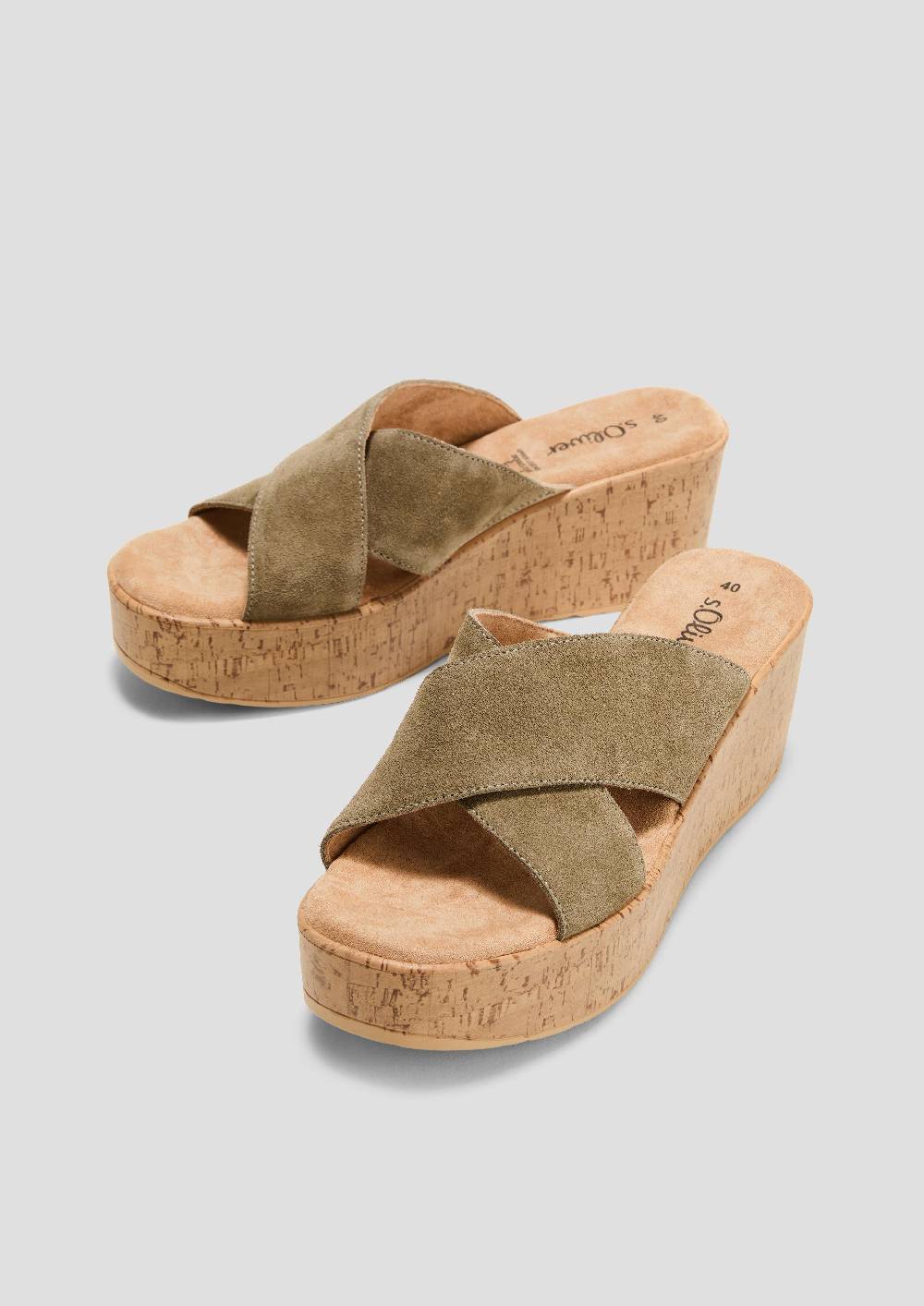 S.Oliver Sandalen Aus Leder Mit Keilabsatz