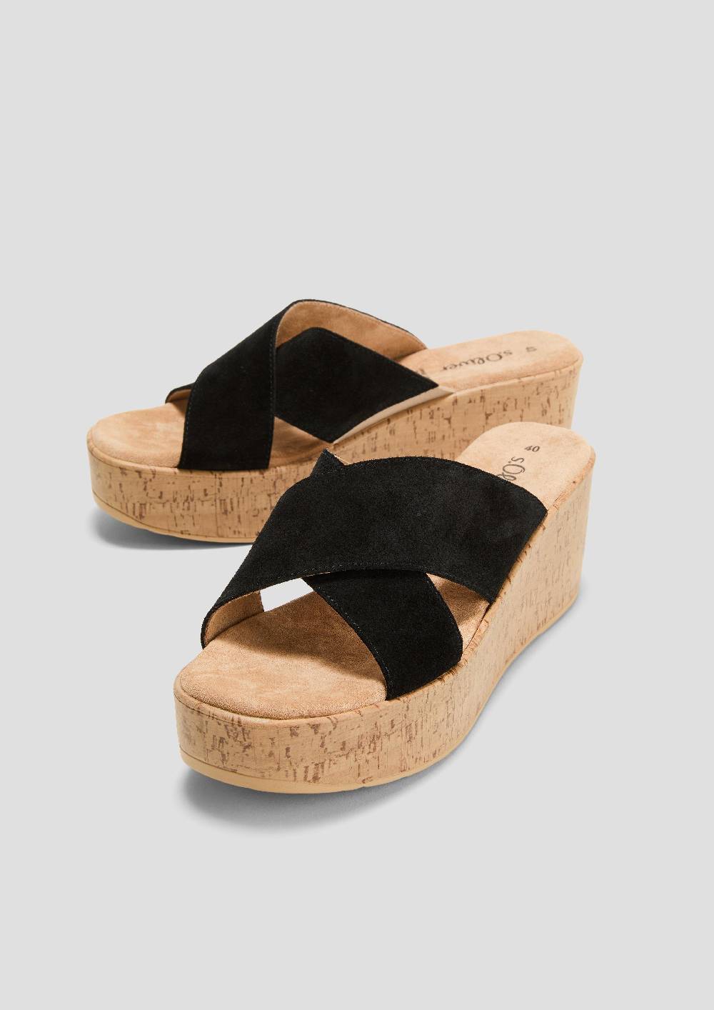 S.Oliver Sandalen Aus Leder Mit Keilabsatz