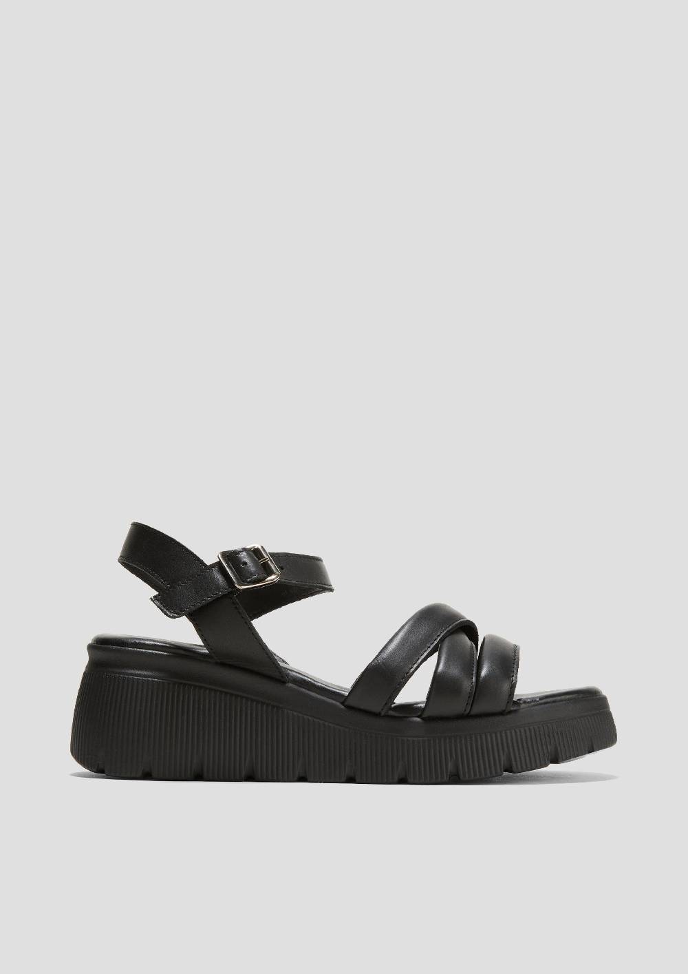 S.Oliver Sandalen Aus Leder Mit Plateausohle