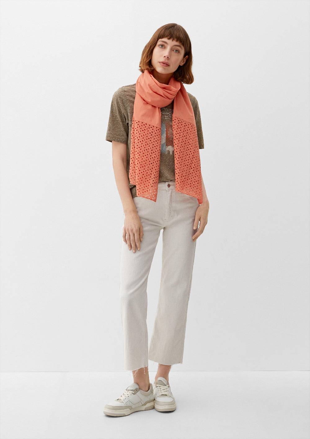 S.Oliver Schal Mit Lochstickerei