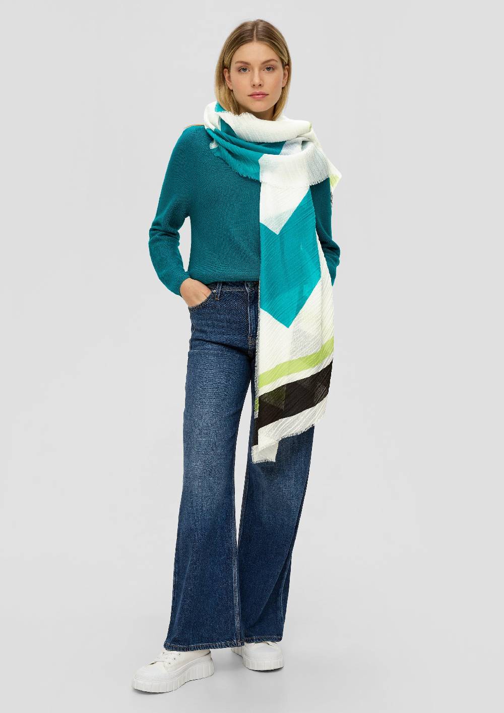 S.Oliver Schal Mit Plisseefalten