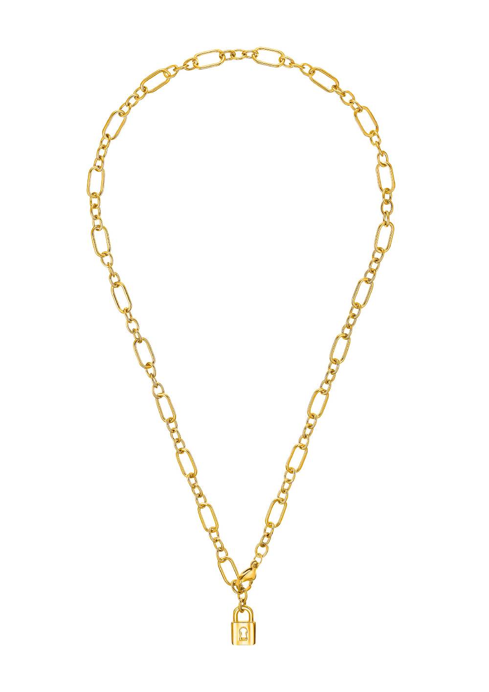 S.Oliver Schloss-Halskette IP Gold Aus Edelstahl
