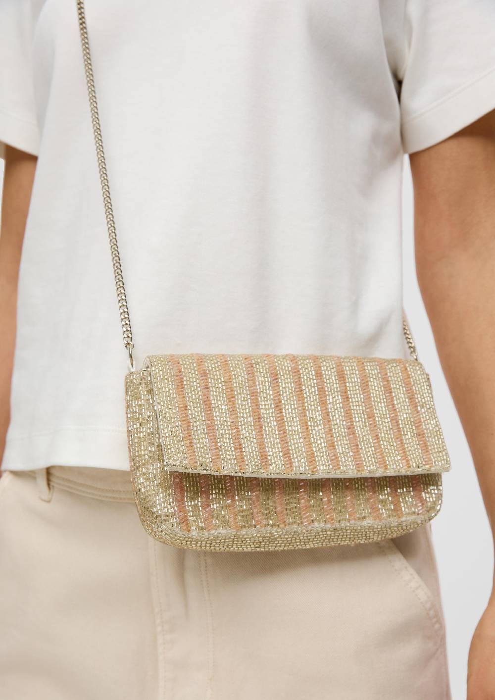 S.Oliver Schultertasche Mit Schmuckperlen