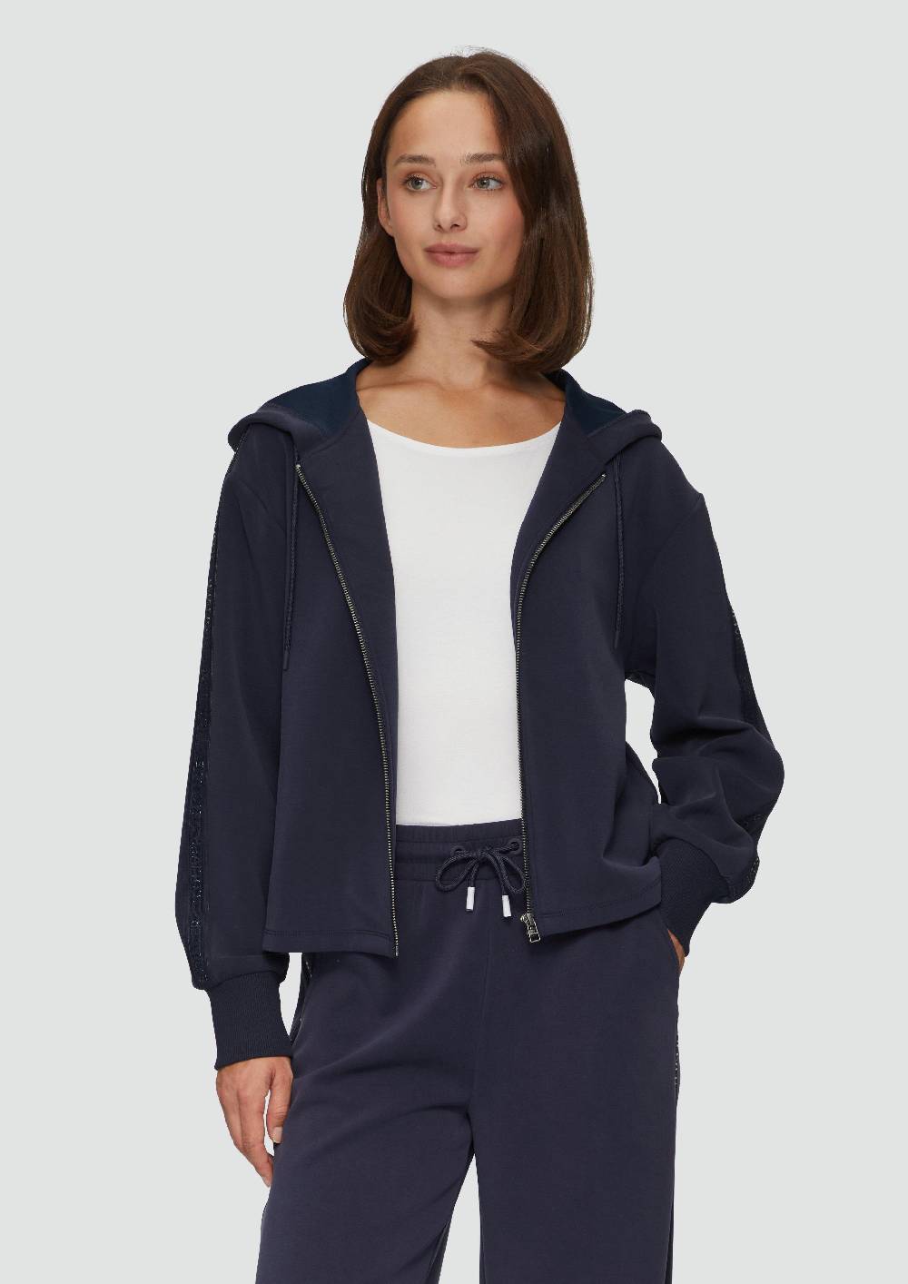 S.Oliver Scuba-Sweatjacke Mit Kapuze Und Logo-Tape