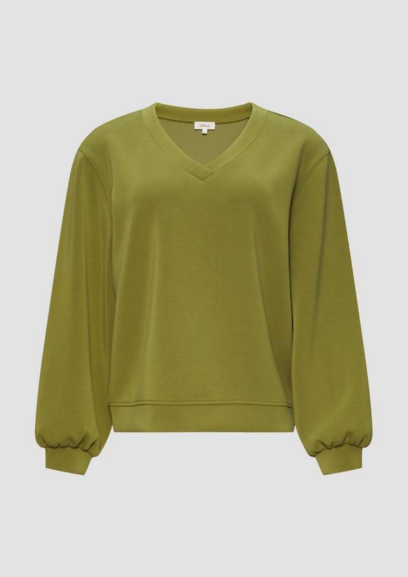 s.Oliver Scuba-Sweatshirt mit V-Ausschnitt
