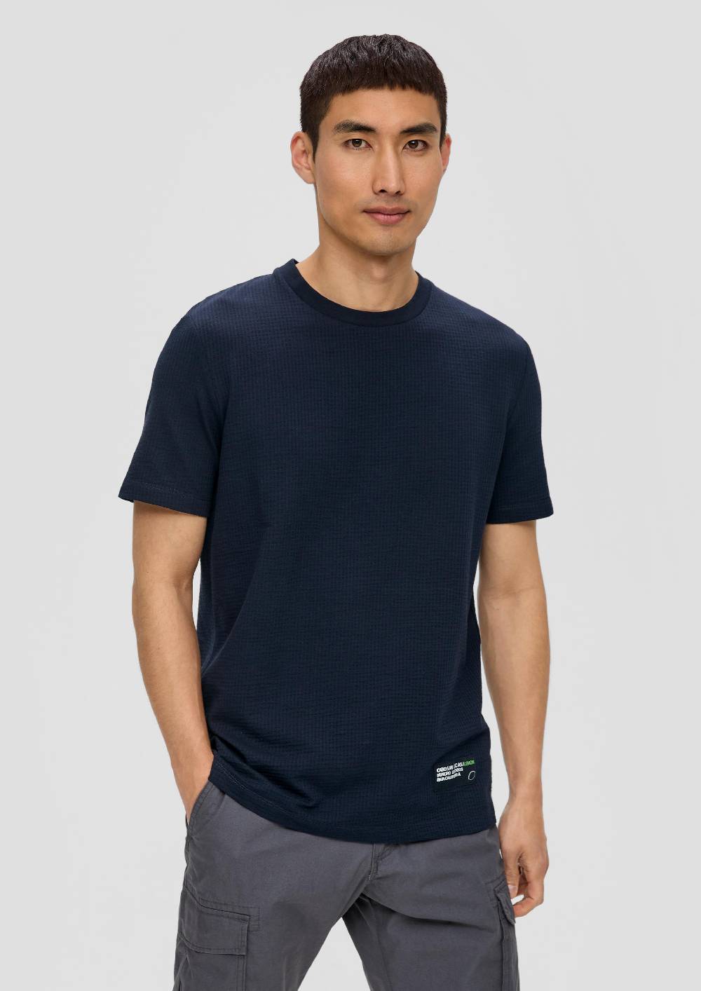 S.Oliver Seersucker-Shirt Mit Logo-Patch-Detail
