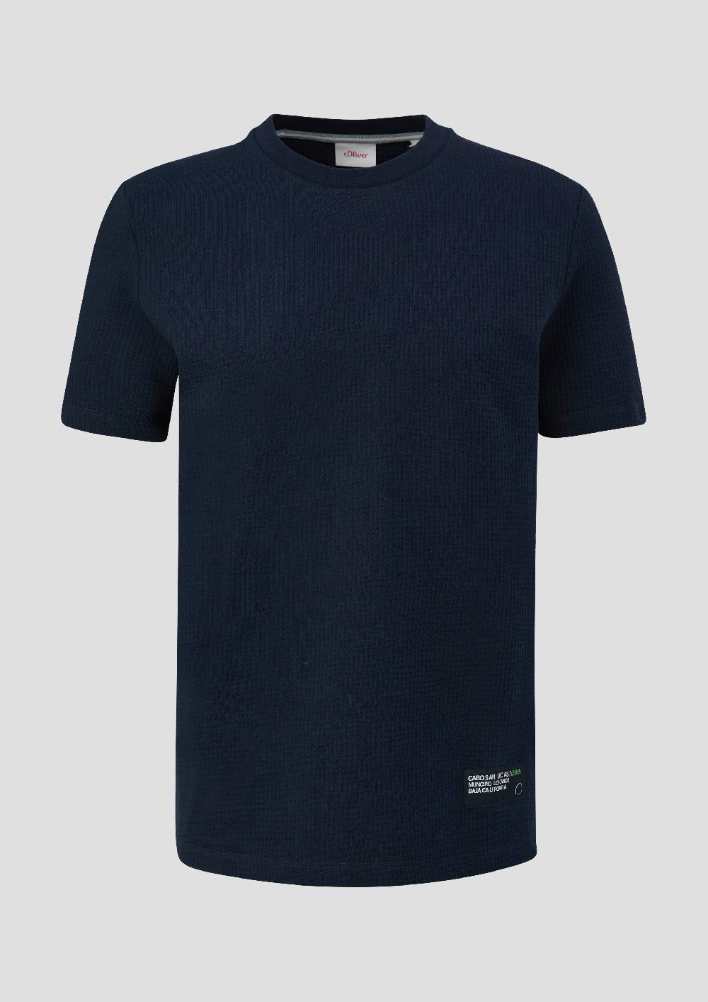 S.Oliver Seersucker-Shirt Mit Logo-Patch-Detail