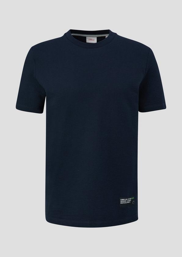 s.Oliver Seersucker-Shirt mit Logo-Patch-Detail