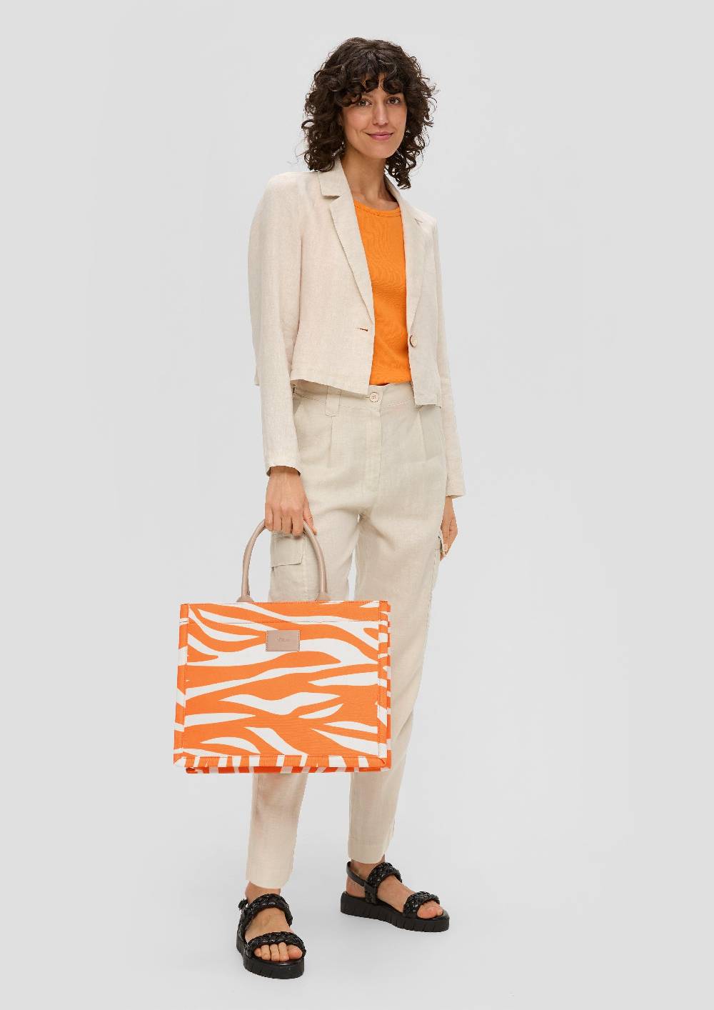 S.Oliver Shopper Aus Canvas Mit Feinem Artwork