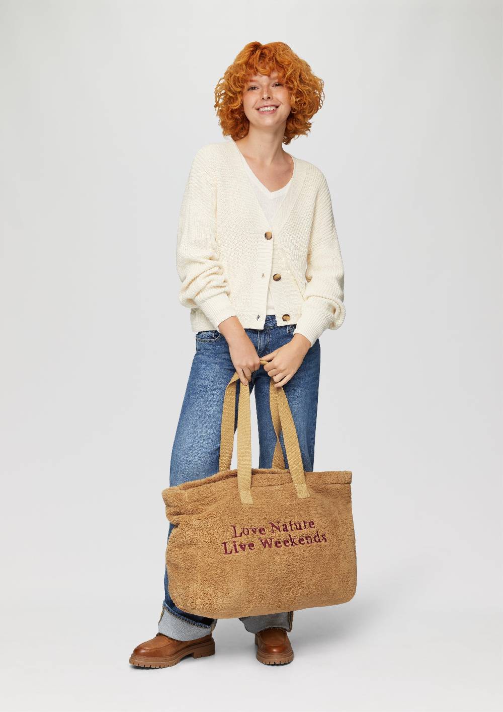 S.Oliver Shopper Aus Teddyplüsch Mit Stickerei