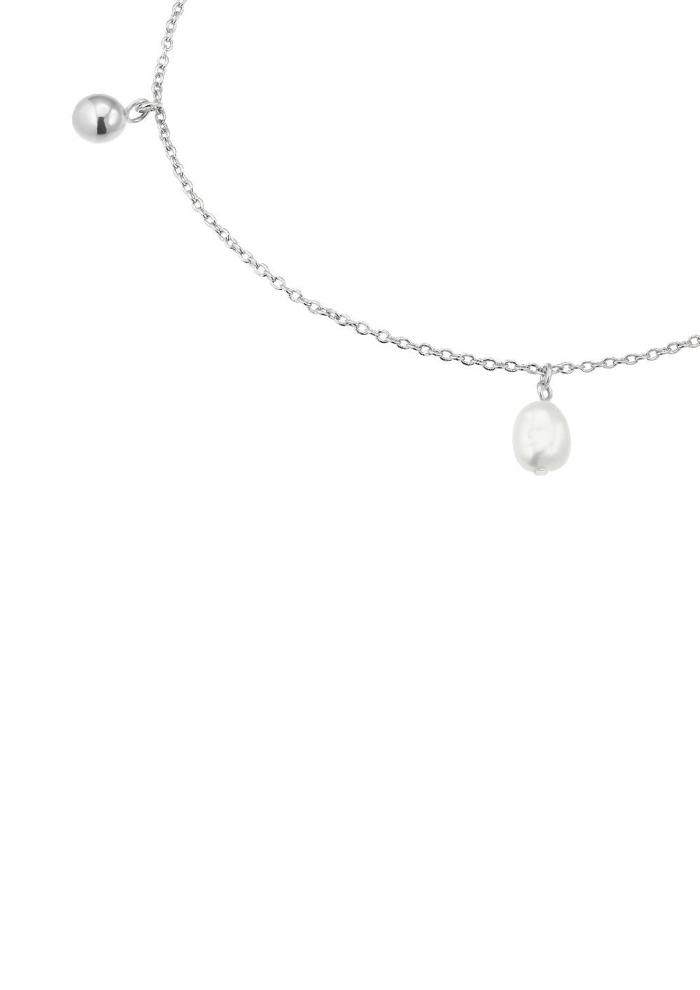 S.Oliver Silber-Fußkettchen Mit Perlenanhängern